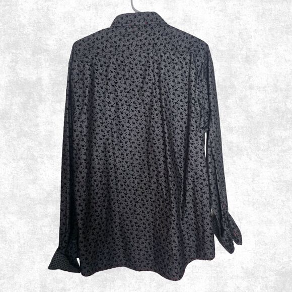 Vintage Italia Unisex Button Down Shirt Black Floral Texture XL Rock Grunge Alt - Picture 3 of 3